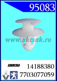 95083 Клипса автомобильная (крепёжное изделие) RENAULT, PEUGEOT, LANCIA, FIAT, ALFA ROMEO