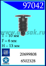 97042 Клипса автомобильная (крепёжное изделие) GM, Chrysler