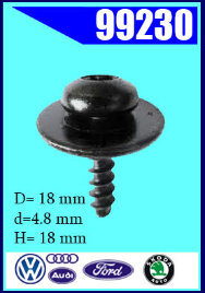 99230 Винт черного цвета 4.8х18х20 мм AVW, Ford, Skoda N10354602, N10354602, W708591S424, 1449533
