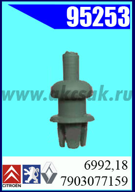95253 Клипса автомобильная (крепёжное изделие) PEUGEOT, CITROEN